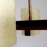 Super Retro 1960s Scandinavian Style 6 Light Teak Bass & Perspex Chandelier