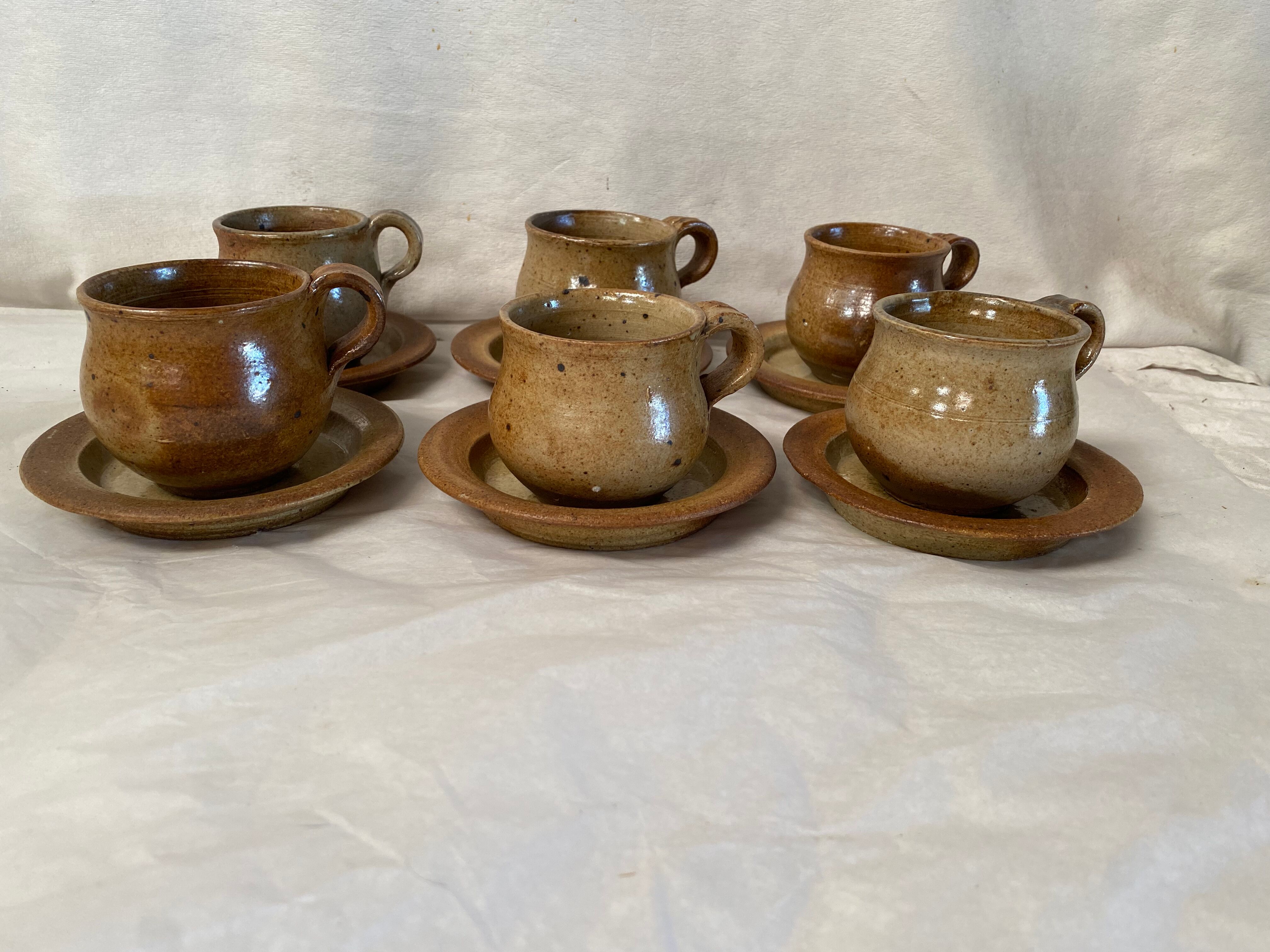 Set of 6 vintage stoneware cups