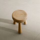 Vintage Swedish Ash Wooden Low Tripod Stool by Ingvar Hildingsson, 1970s