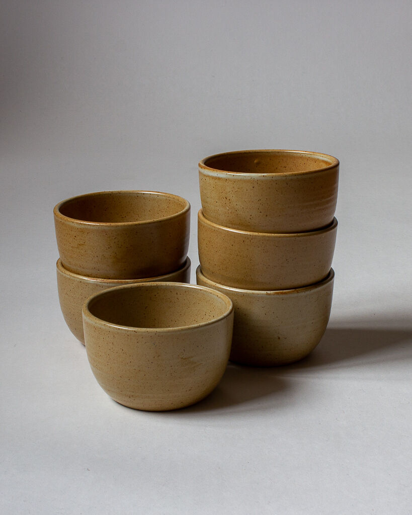 Six minimalist bowls Grès Village CNP France 70s/80s