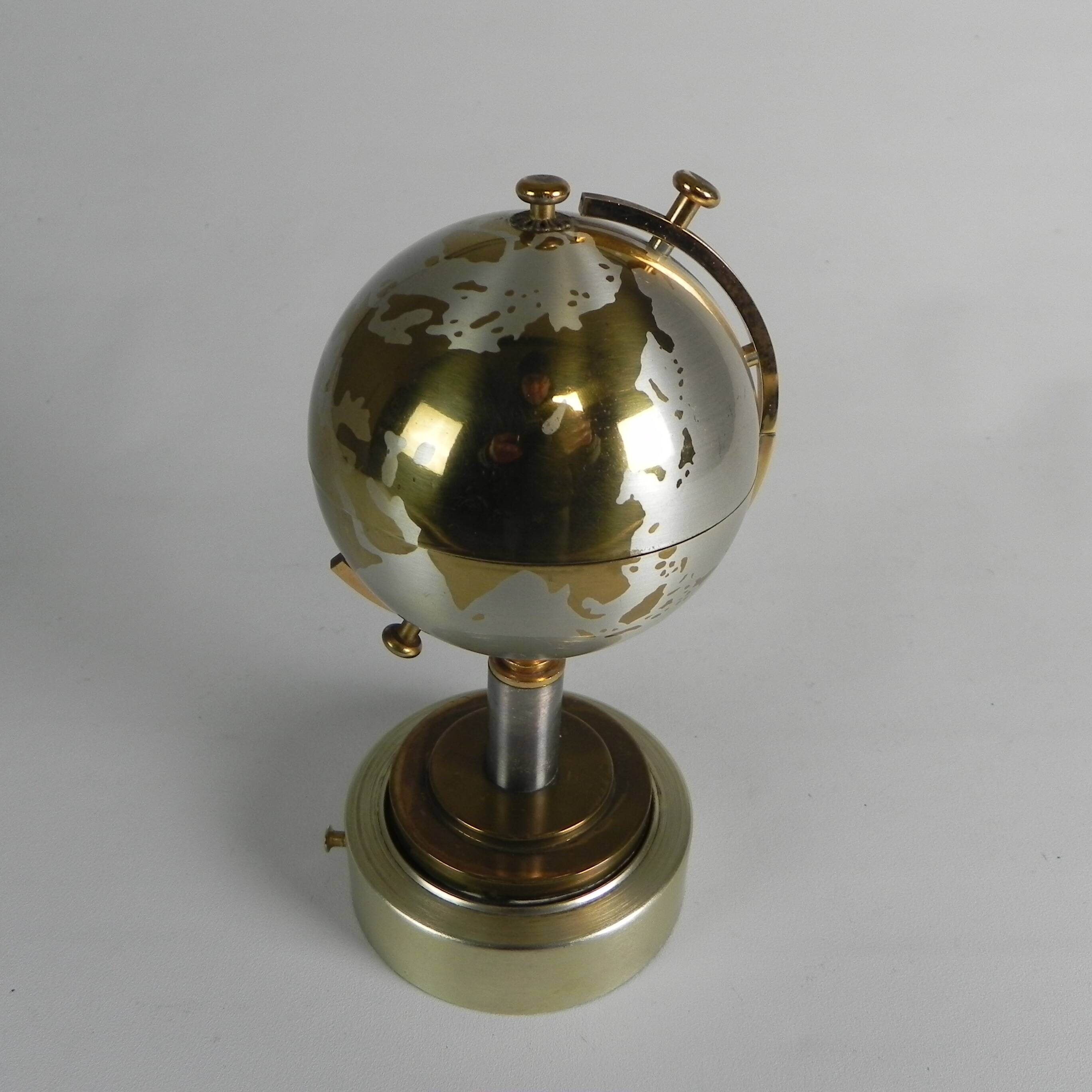 Vintage terrestrial globe cigarette holder with music box, windmill, 1960s