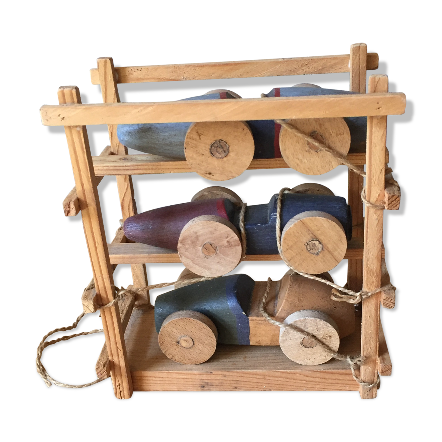 Three old wooden cars