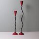 Pair of candlesticks, ceramic, metal and chrome, 1980s