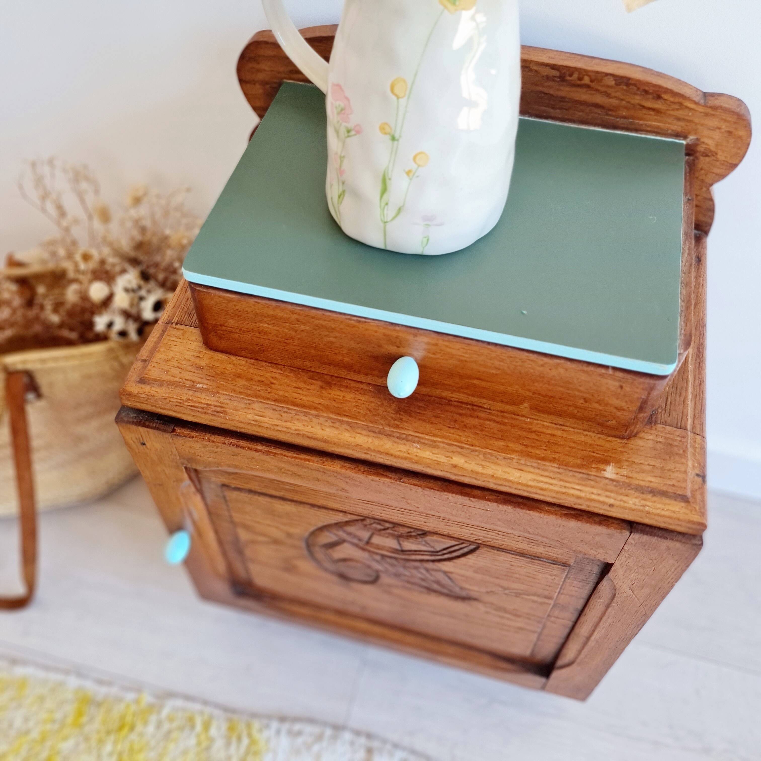 Chevet petit meuble caisson art déco bois