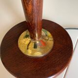 Pair of wooden and white opaline foot lamps