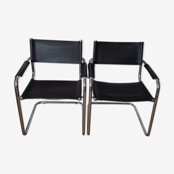 Pair of black art Mart Stam Cantilever chairs decoration