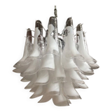 Lustre blanc et transparent en verre de murano « selle » d50