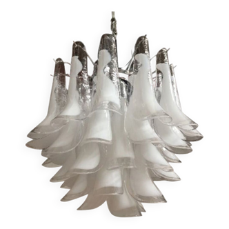 White and transparent “selle” murano glass chandelier d50