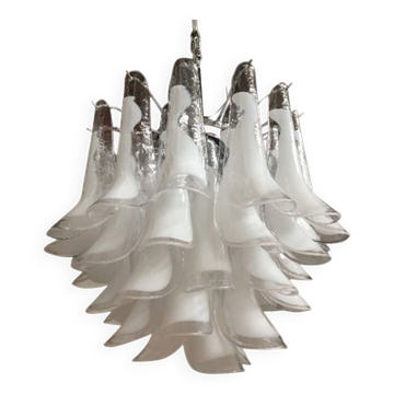 White and transparent “selle” murano glass chandelier d50