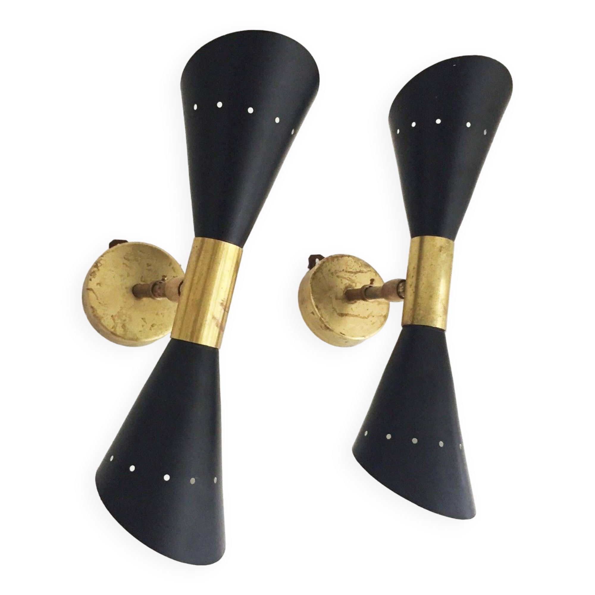 Pair of Italian design flute wall lights from the 1950s