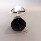 Maison Lunel pendant lamp in black metal, gilded brass and opaline 1960.