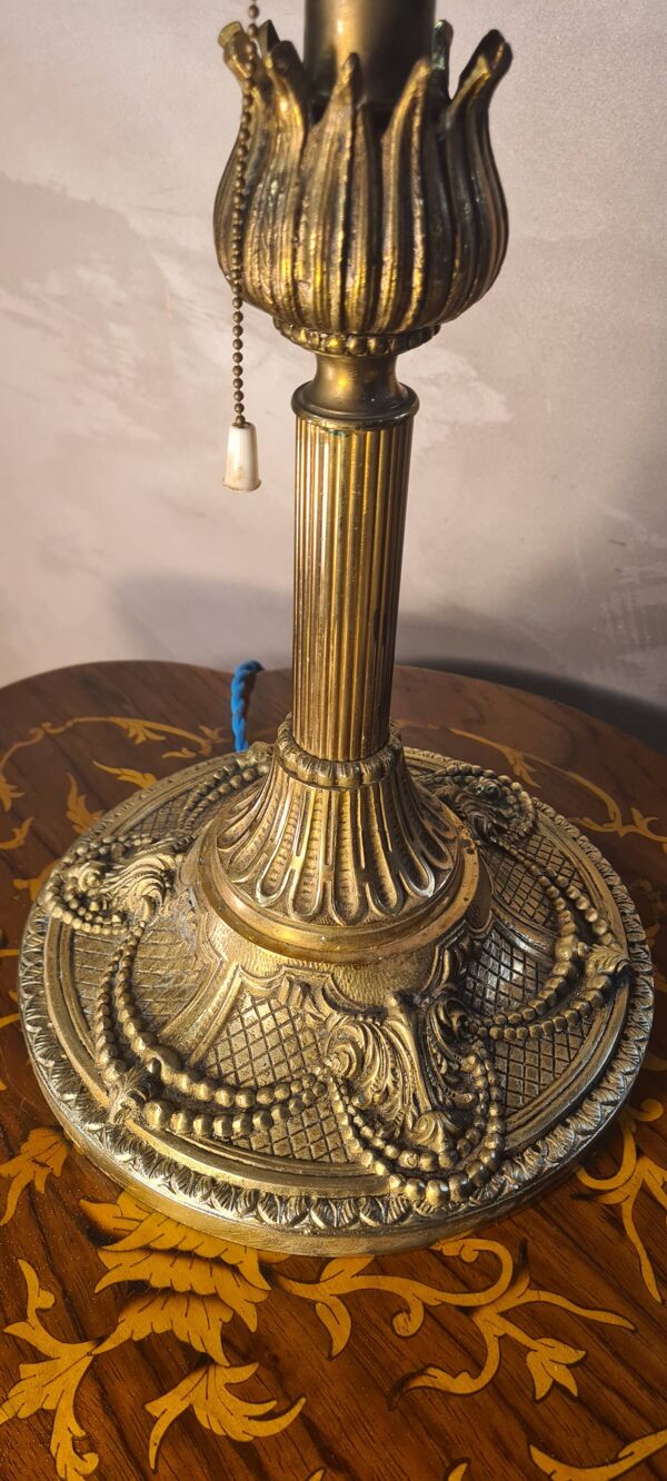 lampe  ancienne bronze massif 51x33x6kg pate verre 1920