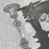 Pair of Griffon candlesticks in Val Saint Lambert crystal, Belgium.