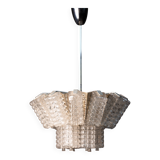 Vintage Austrolux Glass Chandelier: 1960s Mid-Century Modern Pendant Light