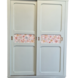 Wardrobe in old wood, renovated and restyled in celadon green