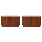Contemporary Birch and Oak Sideboards with Travertine Top by LA Studio