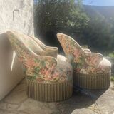 2 fauteuils crapauds vintage