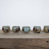 Series of 5 vintage stoneware cups
