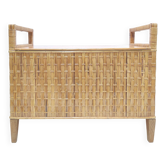 Coffre à jouets banc en rotin et chêne clair