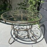 Table fer forgé et verre harmonie