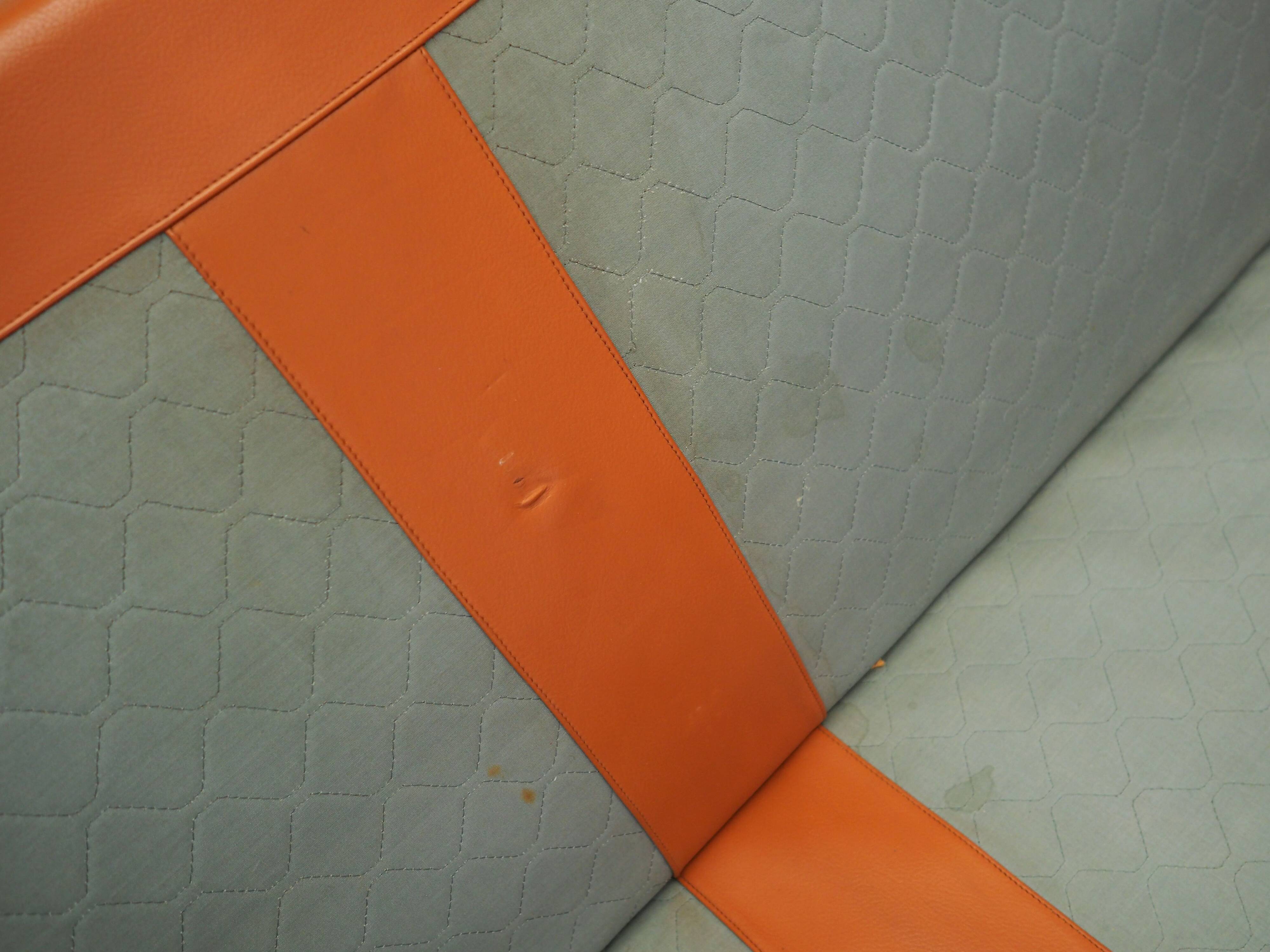 Orange leather sofa, Danish design, 1970s, production: Denmark