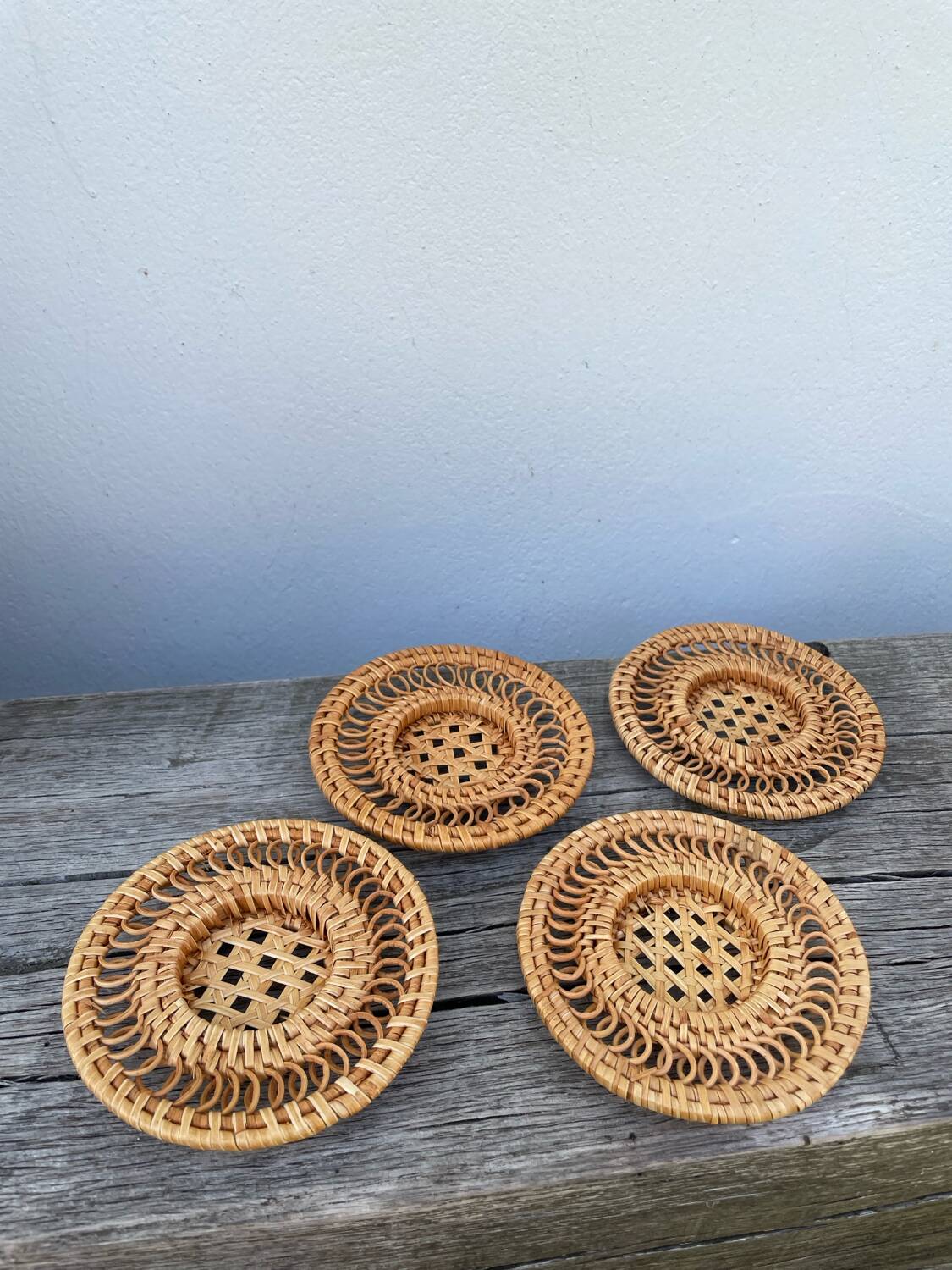 Ceramic and rattan coffee cups