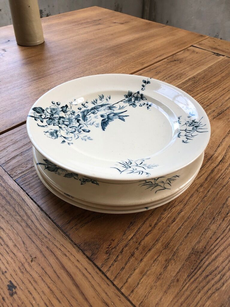 3 plates - 1 Longwy Iron Earth compotier