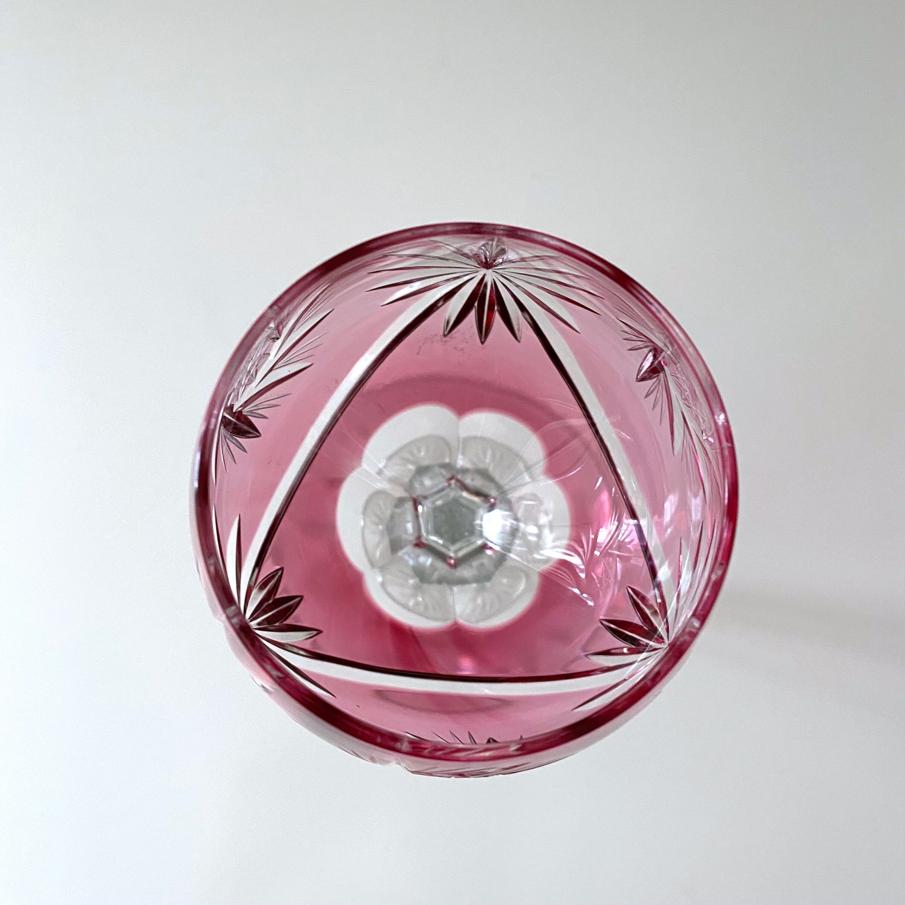 Crystal glass, coloured wine glass, pink
