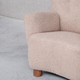 Danish mid-century wingback upholstered boucle armchair