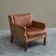 1970s patinated leather Scandinavian lounge chair