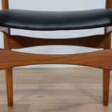 Fauteuil en teck et cuir danois du milieu du siècle, années 1970