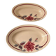 Set of 2 Moulin des Loups rose-decorated relish dishes