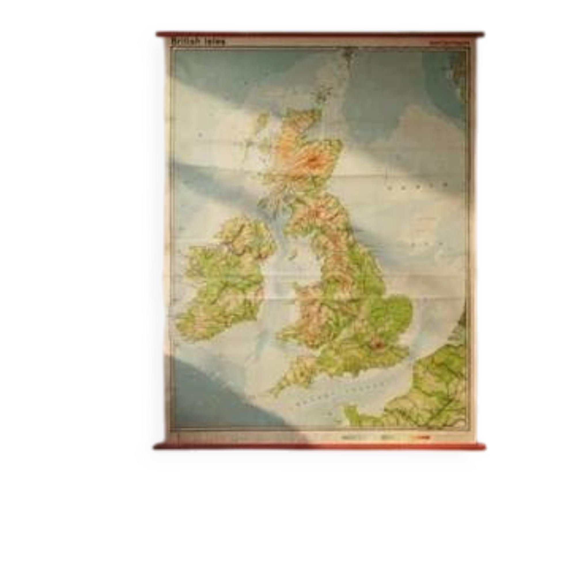 Vintage school maps of the British Isles, educational wall charts, 1960s