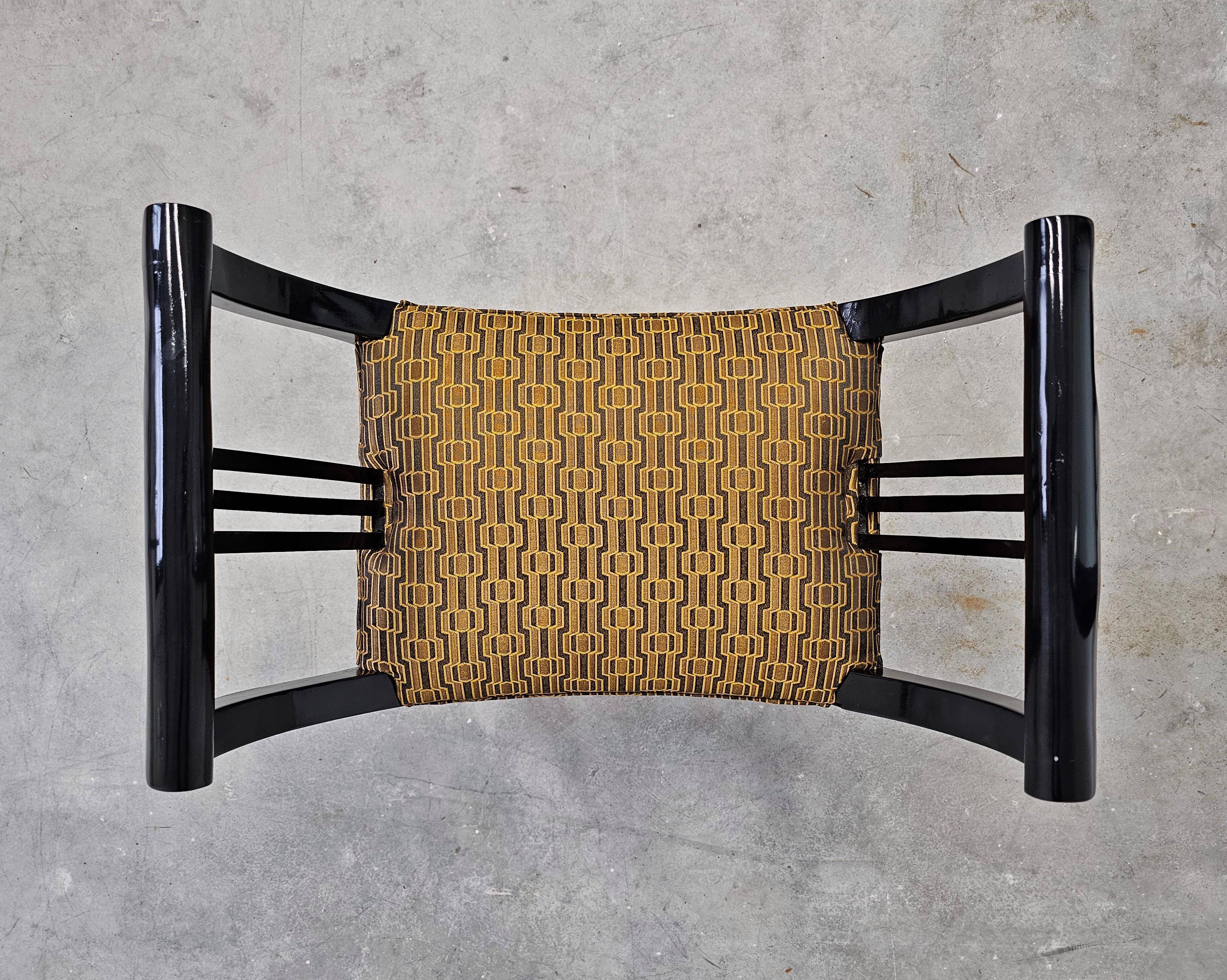 Pair of Gondola stools from the Secession movement in black lacquer, 1910s.
