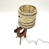 Wooden zoomorphic lampshade with wool lampshades, 70s