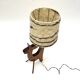 Wooden zoomorphic lampshade with wool lampshades, 70s