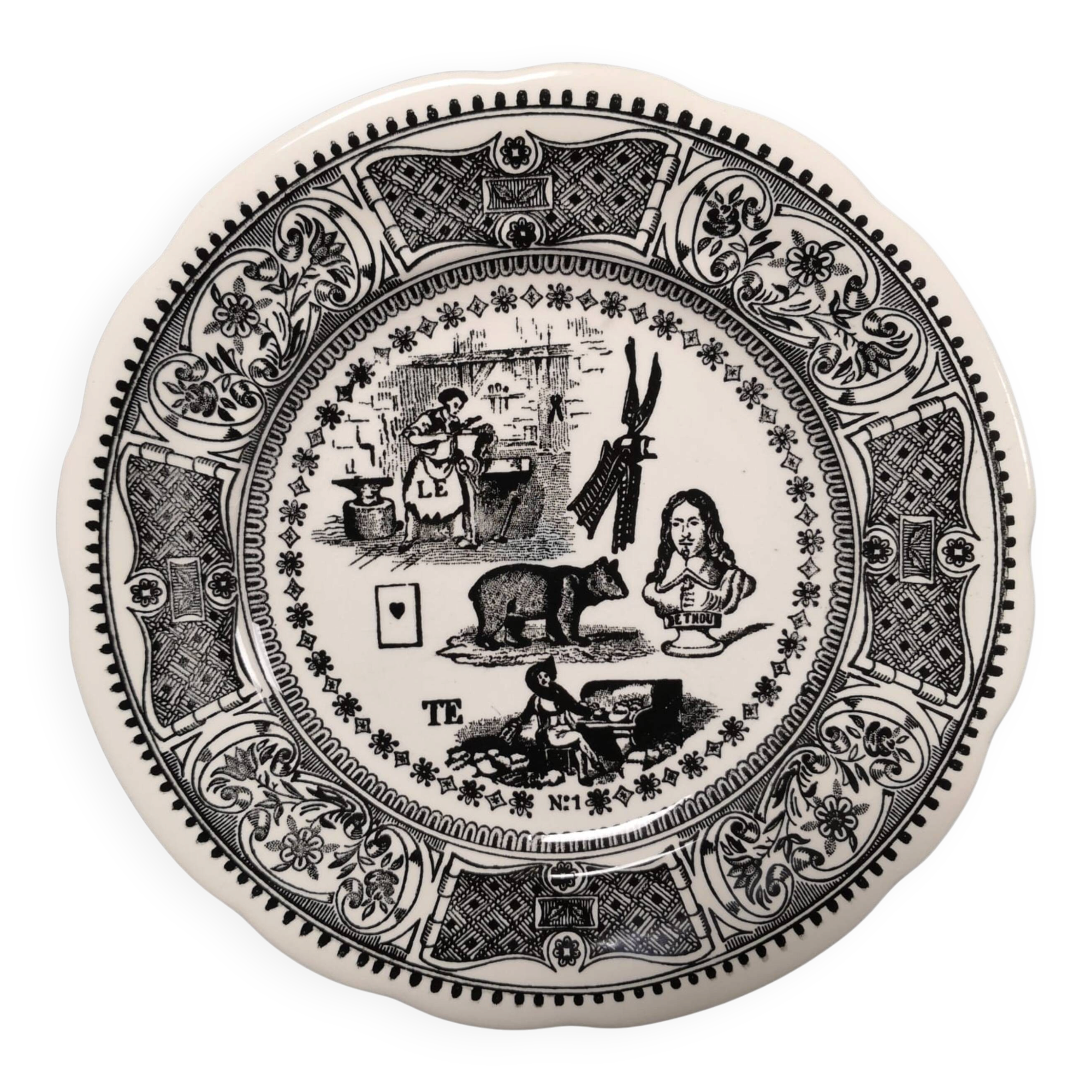 Set of 6 porcelain plates Rébus Gien