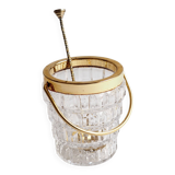 Crystal ice bucket and golden ladle