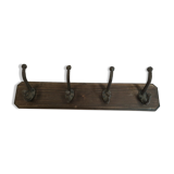 Wooden coat rack and cast iron hooks