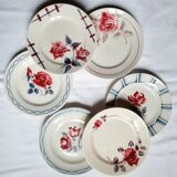 Old flat plates mismatched in earthenware