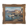 Tableau représentant le port de Propriano en Corse par le peintre Tony Cardella (1898-1976)
