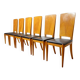 6 Vintage Light Oak Chairs, France 1960