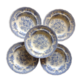 5 plates in faience old blue pattern flower bird