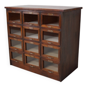 Vitrine de mercerie vintage en chêne hollandais, années 1950