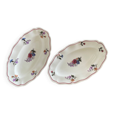 Paire de petits plats anciens en faïence de Sarreguemines
