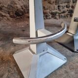 Set of 3 industrial swivel workshop chairs – fixed height bar stools – mid-century factory seats