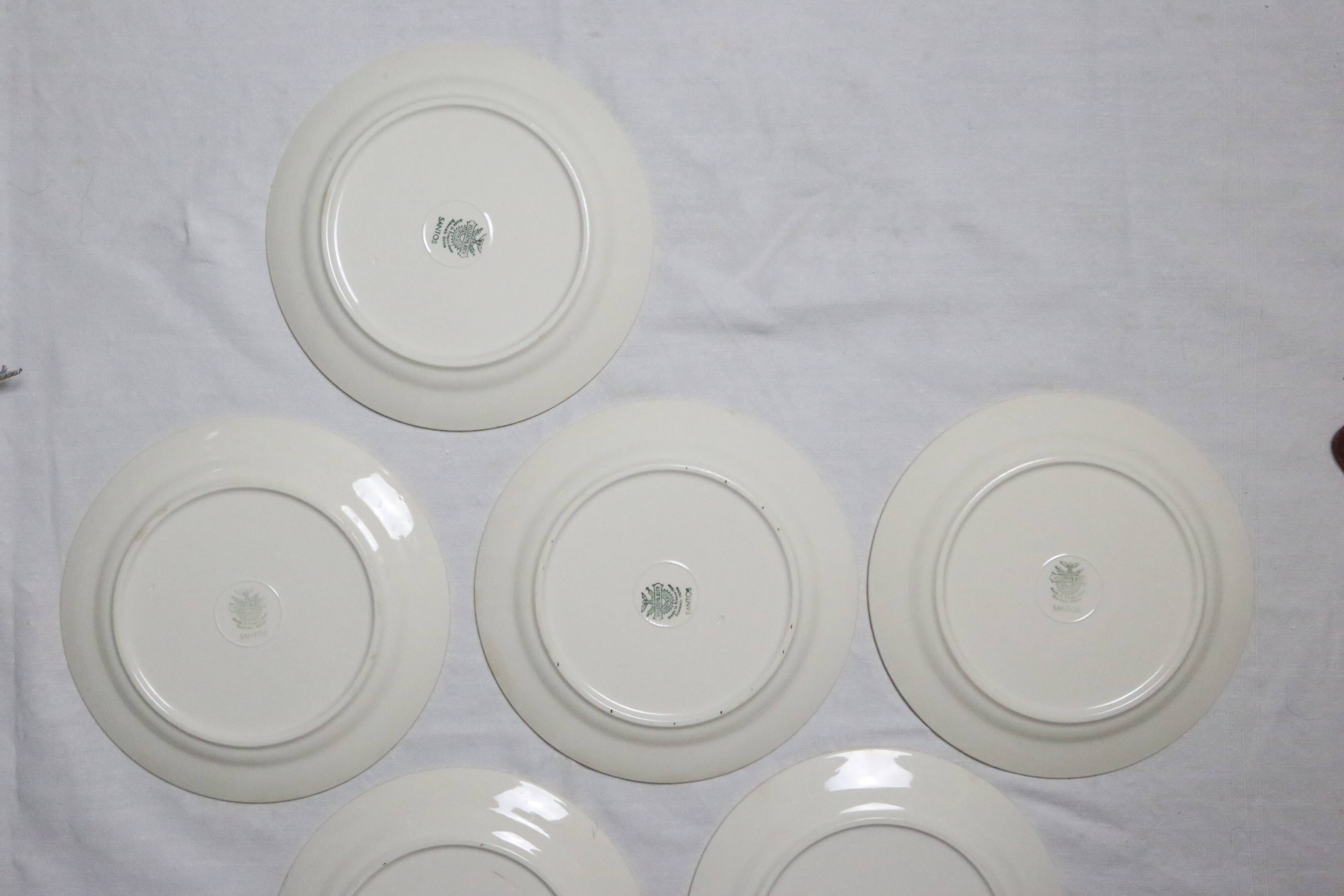 Deep plate service x6, Santos service, pink, Villeroy and Boch, vintage