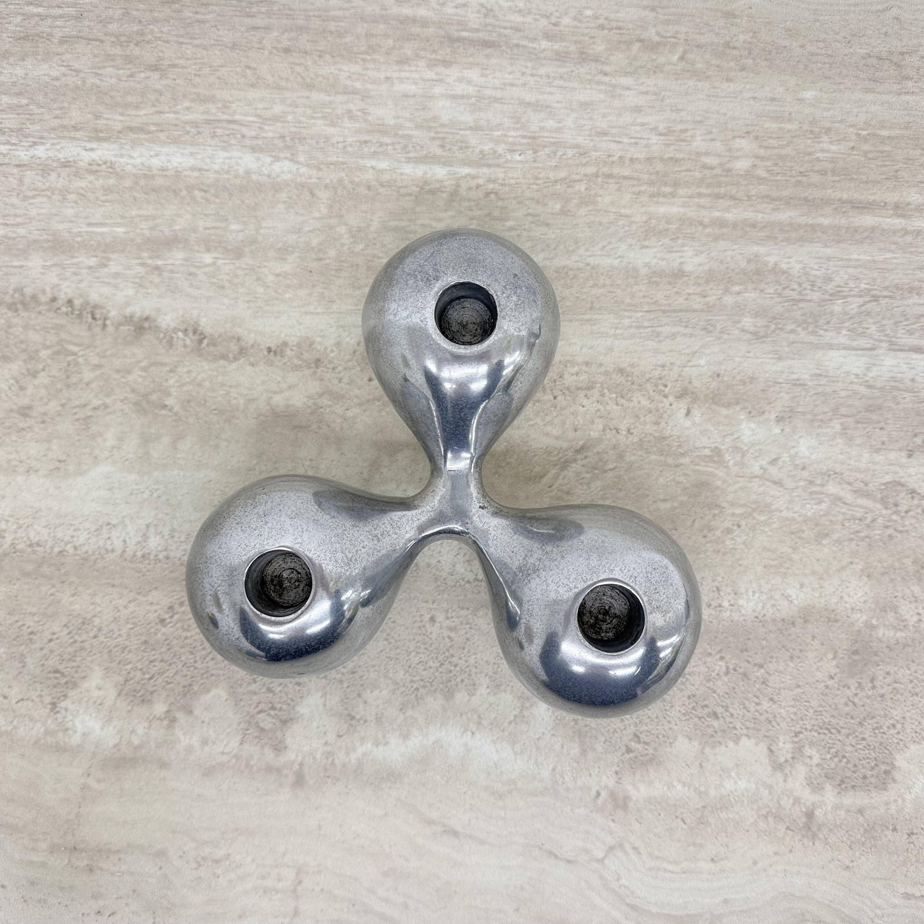 Mid-century design atomic aluminium candle stick ball shaped , 1970s