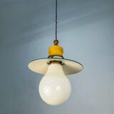 Metalarte XL "Bulb" ceiling pendant, white opaline glass, Spain, 1970s