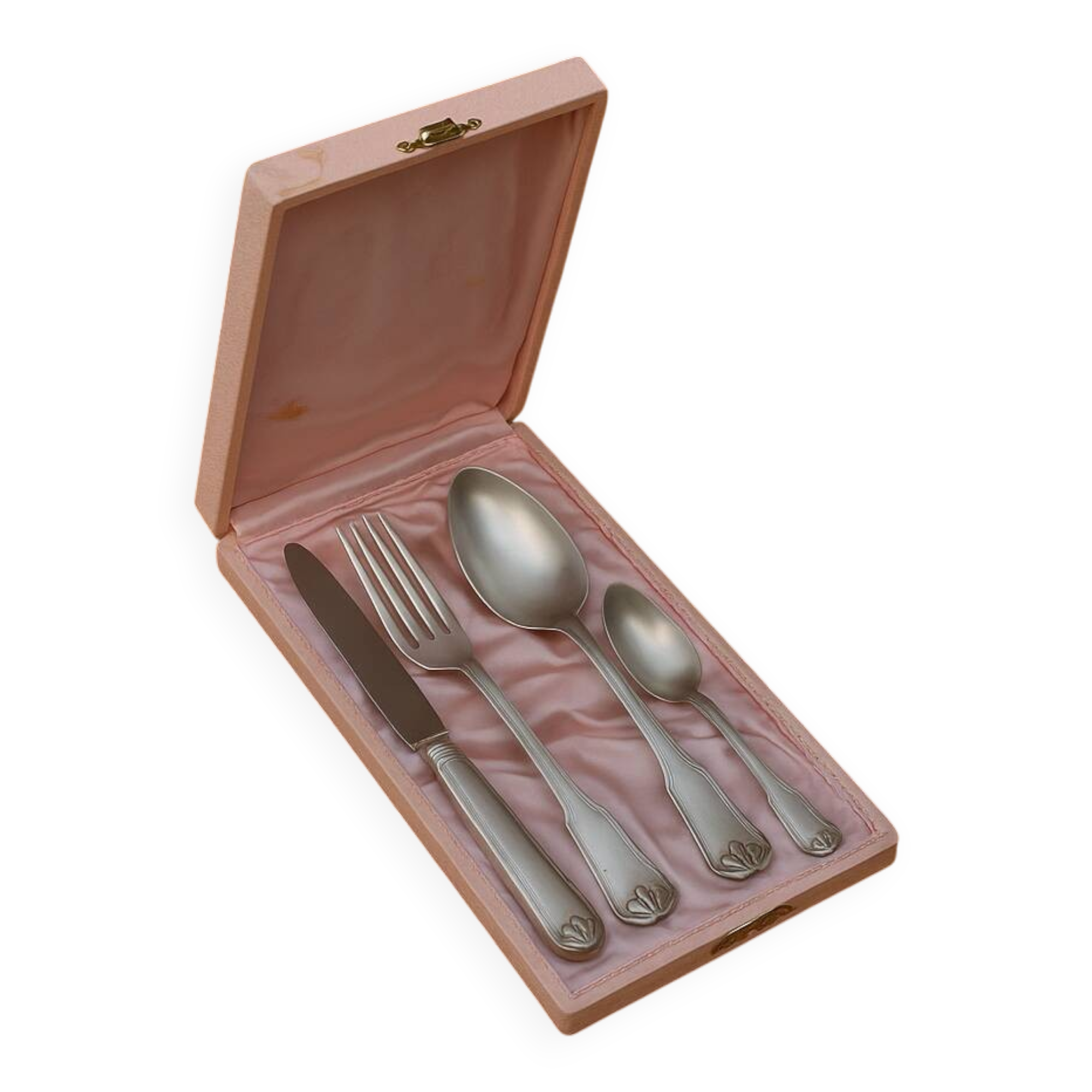 Vintage 4-piece silver-plated metal box set – shell motif – 18 g silver plating